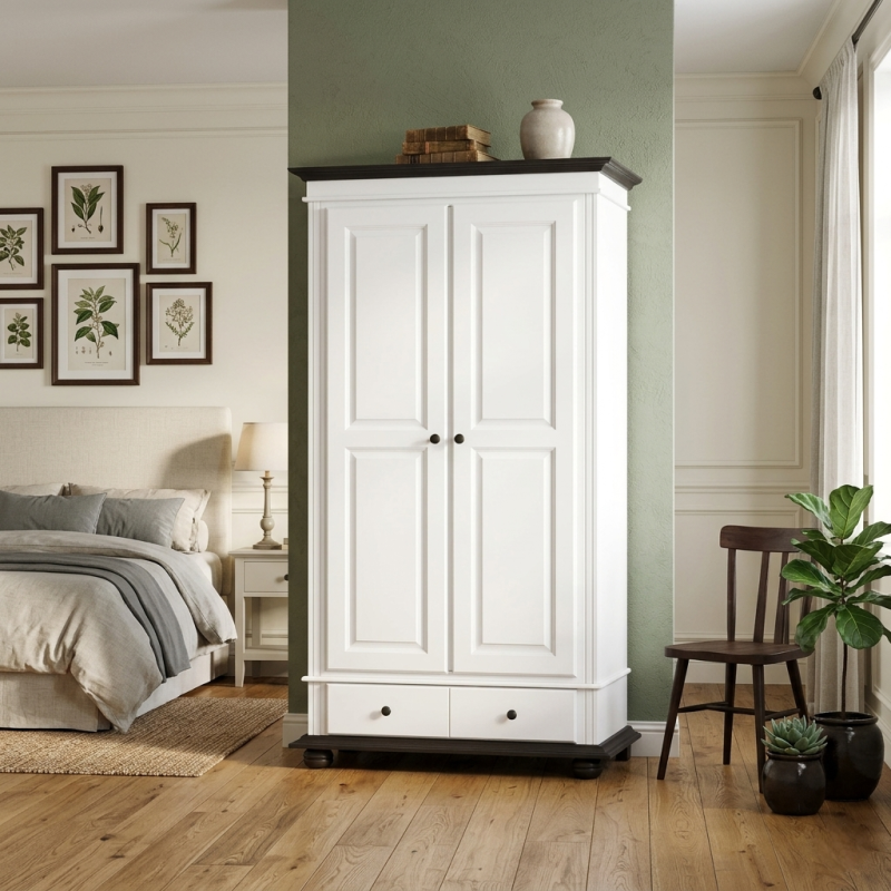 Dulap lemn masiv 2 uși dormitor – dulap compact pentru spații mici Seva