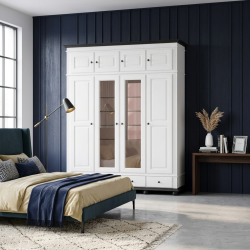 Dulap lemn masiv 4 uși suprapozabil – dulap înalt capacitate mare Seva