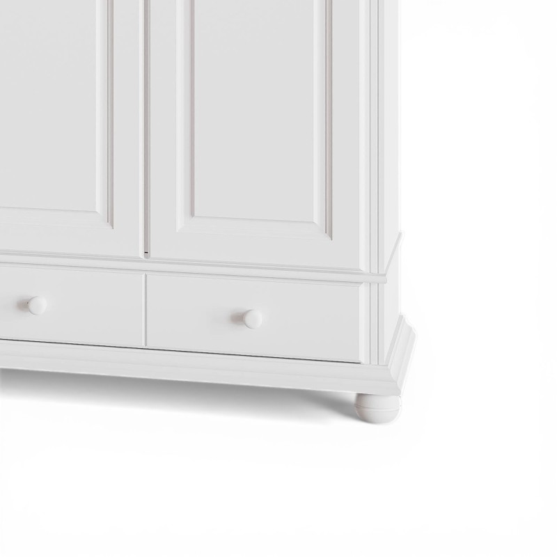 Dulap cu 5 usi si sertare Bucov, lemn masiv, finisaj Alb