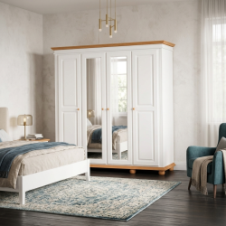 Dulap lemn masiv 4 uși dormitor – dulap mare simplu Seva