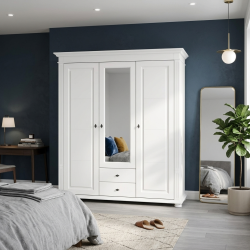 Dulap lemn masiv 3 uși cu sertare – dulap dormitor Mara