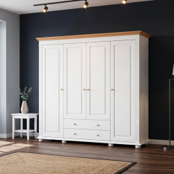 Dulap lemn masiv 4 uși și 2 sertare MARA – Organizare inteligentă dormitor | Sofastil