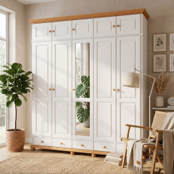 Dulap lemn cu 5 usi, 3 sertare si suprapozabil BUCOV