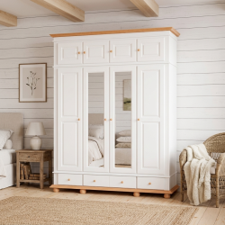 Dulap lemn masiv 4 uși suprapozabil – dulap înalt capacitate mare Seva