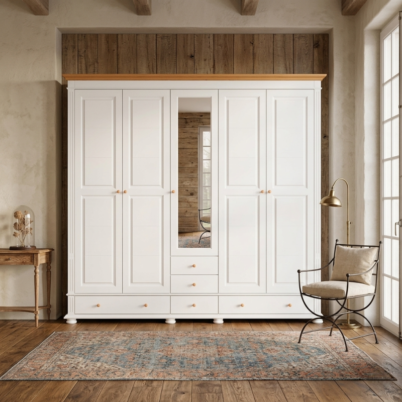 Dulap lemn masiv MARA cu 5 usi si 5 sertare