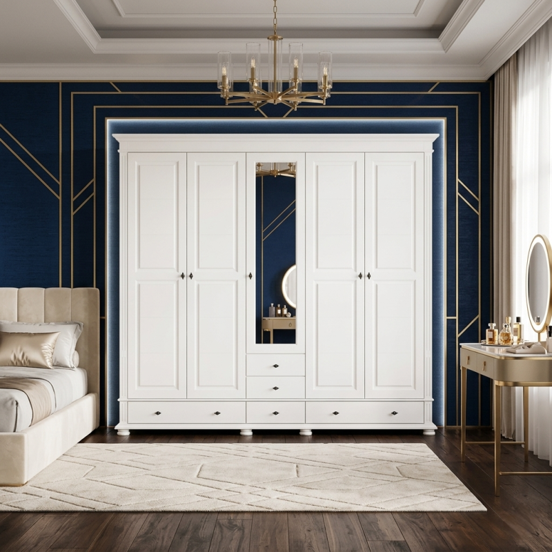 Dulap lemn masiv MARA cu 5 usi si 5 sertare