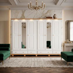 Dulap lemn masiv SEVA cu 6 usi si 4 serare, 220 H