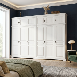 Dulap Lemn Masiv CLEO 6 usi, corp suprapozabil, Alb