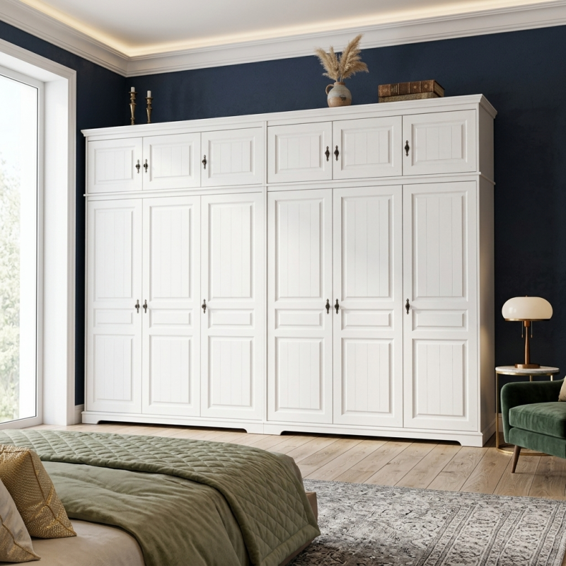 Dulap Lemn Masiv CLEO 6 usi, corp suprapozabil, Alb