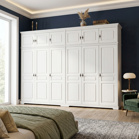 Dulap Lemn Masiv CLEO 6 usi, corp suprapozabil, Alb