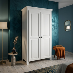 Dulap lemn masiv LEON 2 uși alb – dulap minimalist scandinav | Sofastil