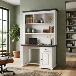 Birou cu bibliotecă lemn masiv Mara – elegant și practic