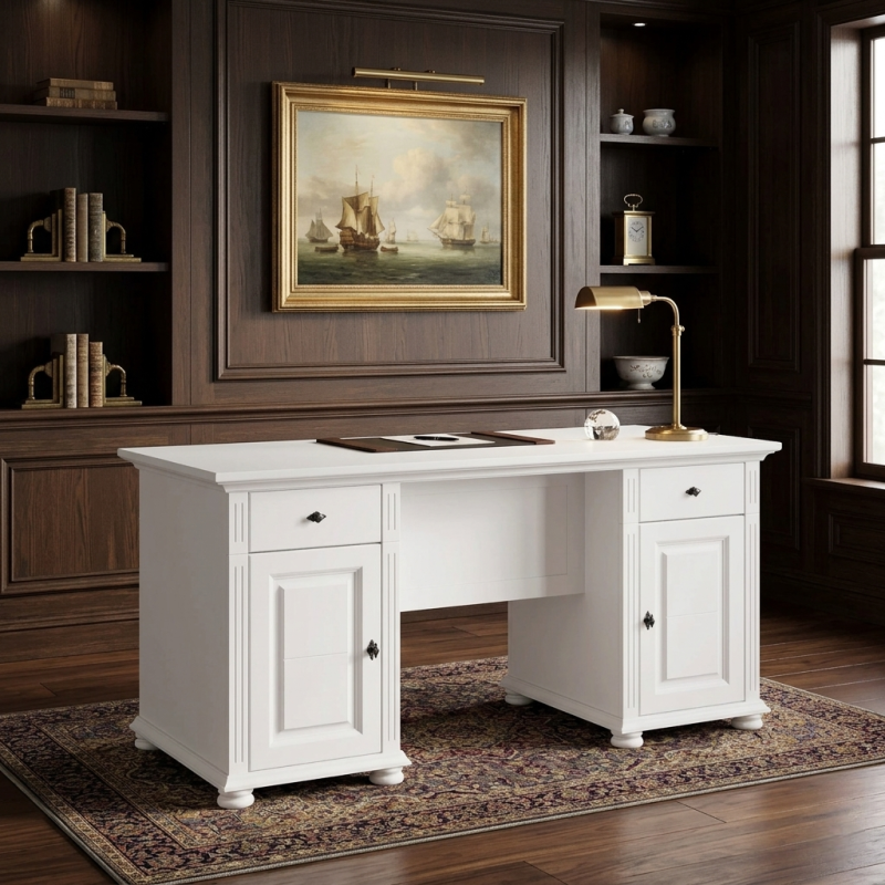 Birou lemn masiv Mara 2 uși 2 sertare – ideal home office