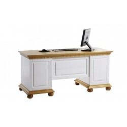 Birou lemn masiv BUCOV dublu cu etajera