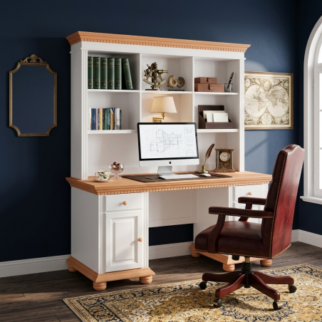 Birou lemn masiv BUCOV dublu cu etajera