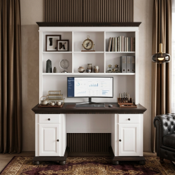 Birou lemn masiv BUCOV dublu cu etajera