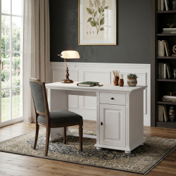 Birou lemn masiv MARA, finisaj alb