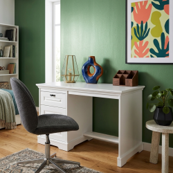 Birou lemn masiv CLEO, 1 corp, finisaj alb