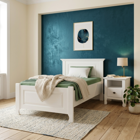 pat lemn masiv alb 90x200 Leon