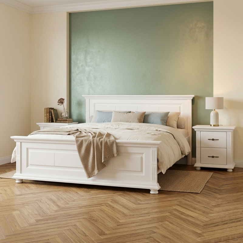 Pat lemn masiv 120x200 Mara alb natur – pat spațios pentru o persoană