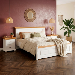 Pat lemn masiv 140x200 Mara tăblie mică – ideal pentru spații mici