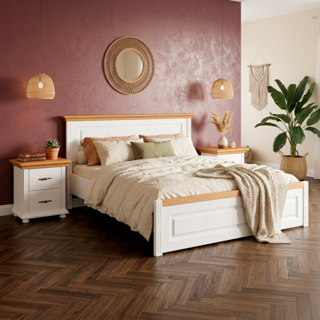 Pat lemn masiv 140x200 Mara tăblie mică – ideal pentru spații mici