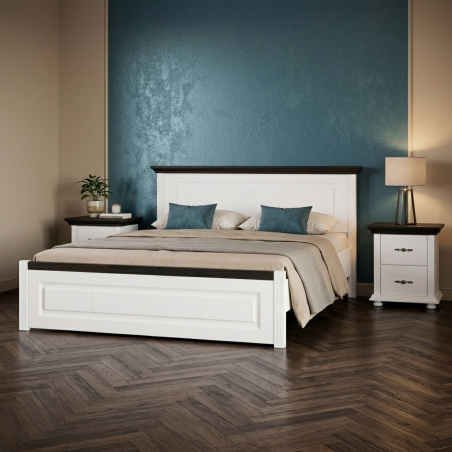 Pat lemn masiv 160x200 Mara tăblie mică – pat matrimonial stabil pentru spații mici