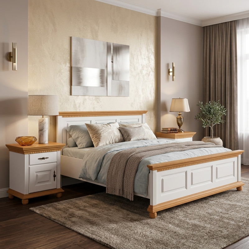 Pat lemn masiv 180x200 Bucov – pat king size premium din lemn natural