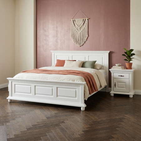 Pat lemn masiv 180x200 Bucov – pat king size premium finisaj alb