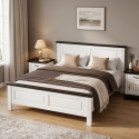 Pat lemn masiv 180x200 Seva – alb, natur sau nuc, pat king size modern aerisit