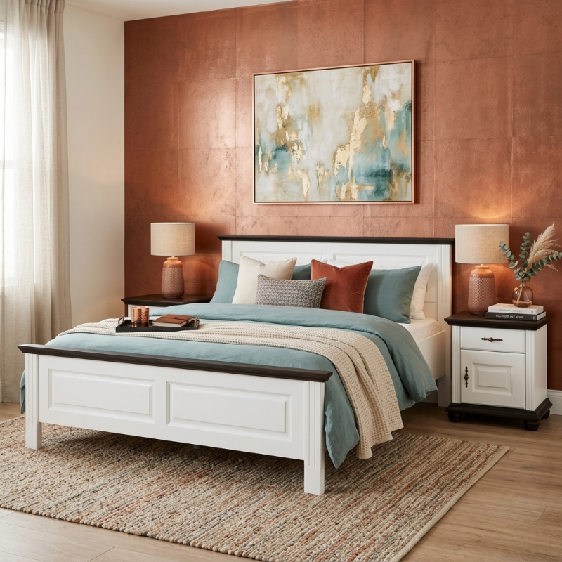 Pat lemn masiv 180x200 Seva – pat king size modern aerisit