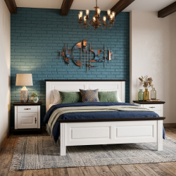 Pat lemn masiv 180x200 Seva – alb, natur sau nuc, pat king size modern aerisit