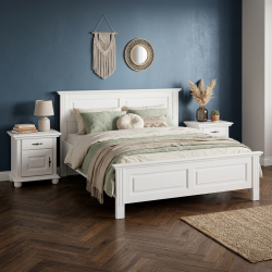 Pat SEVA 120x200 cm – lemn masiv, alb, alb cu natur sau alb cu nuc