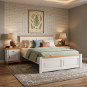 Pat SEVA 140x200 cm capat mic, finisaj Alb, alb cu nuc, alb cu natur
