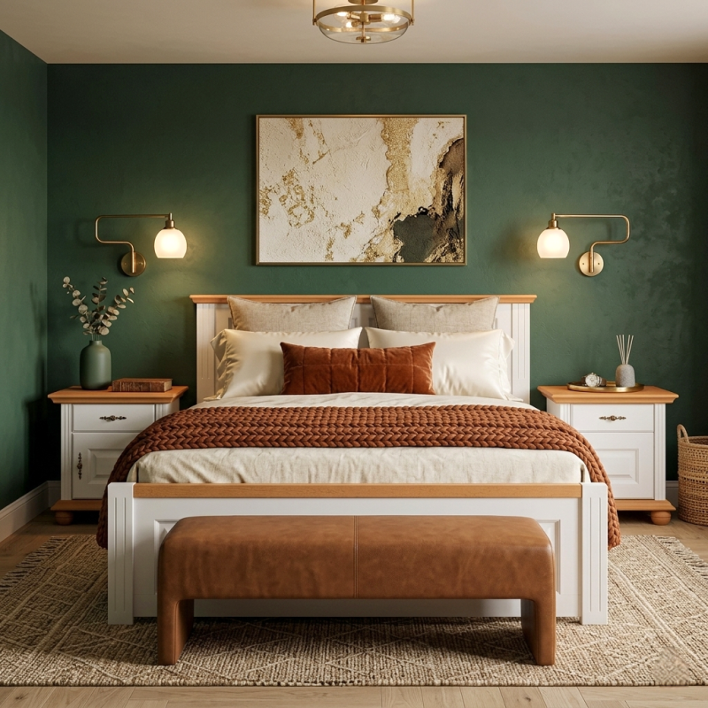 Pat SEVA 140x200 cm capat mic, finisaj Alb, alb cu nuc, alb cu natur