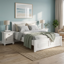 Pat lemn masiv 160x200 Seva cu tăblie mică – alb, natur sau nuc, confort și design modern