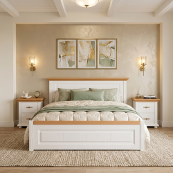 Pat lemn masiv 140x200 Mara tăblie mică – ideal pentru spații mici