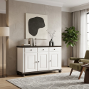 Comodă Seva din lemn masiv alb cu nuc – 3 uși și 3 sertare