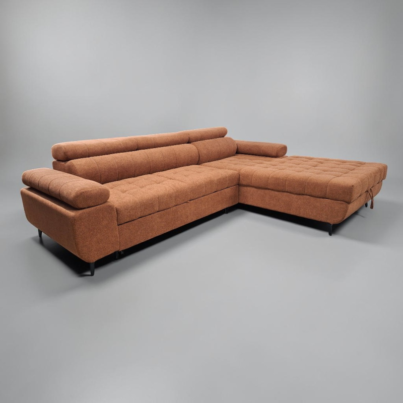 Coltar extensibil DAVID 2, cu lada de depozitare, tetiere reglabile si picioare metalice