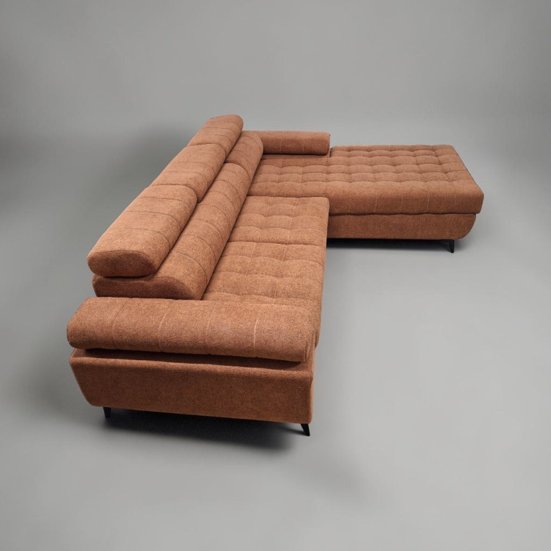 Coltar extensibil DAVID 2, cu lada de depozitare, tetiere reglabile si picioare metalice