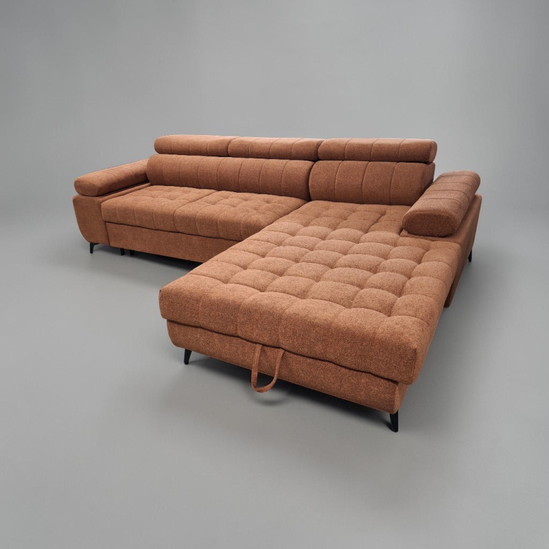 Coltar extensibil DAVID 2, cu lada de depozitare, tetiere reglabile si picioare metalice