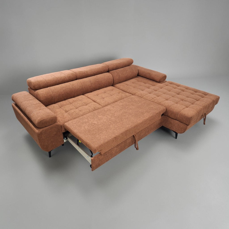 Coltar extensibil DAVID 2, cu lada de depozitare, tetiere reglabile si picioare metalice