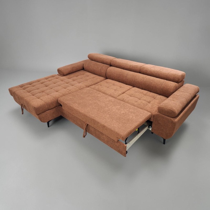 Coltar extensibil DAVID 2, cu lada de depozitare, tetiere reglabile si picioare metalice