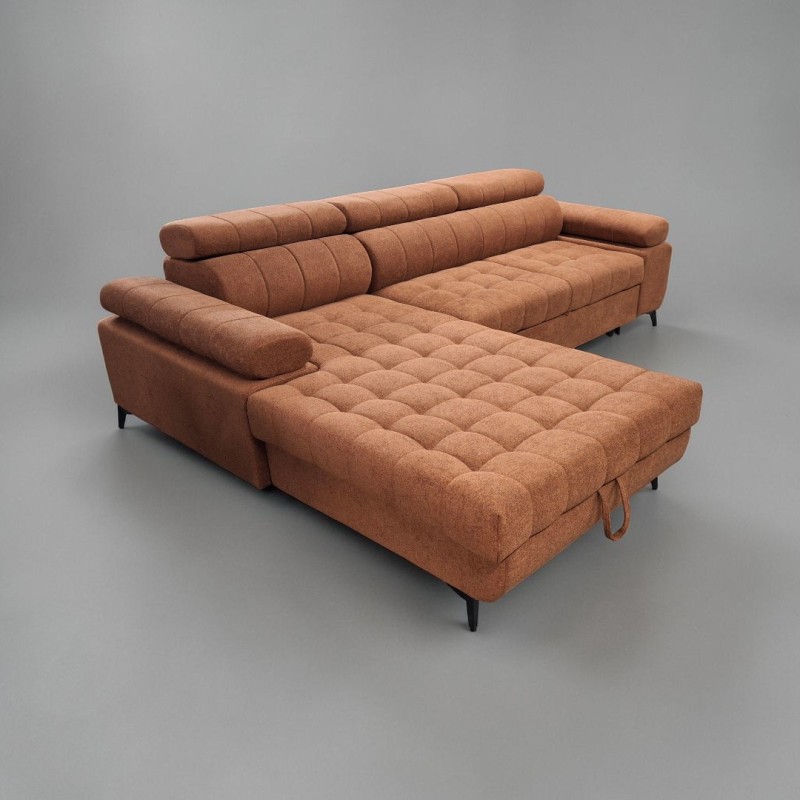 Coltar extensibil DAVID 2, cu lada de depozitare, tetiere reglabile si picioare metalice