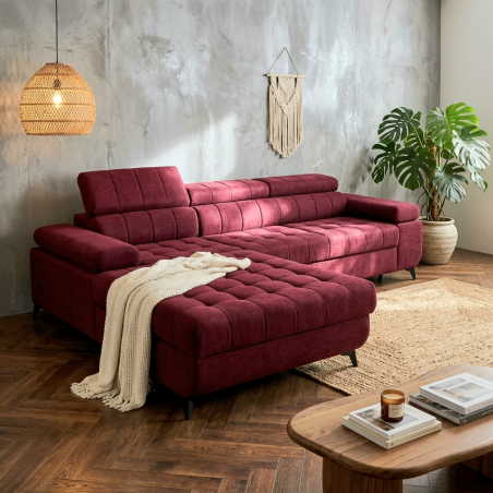 Coltar extensibil DAVID 2, cu lada de depozitare, tetiere reglabile si picioare metalice