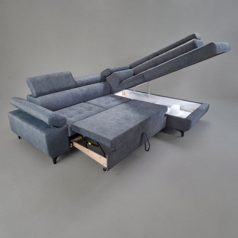 Colțar extensibil mare David cu tetiere reglabile pentru livinguri spațioase