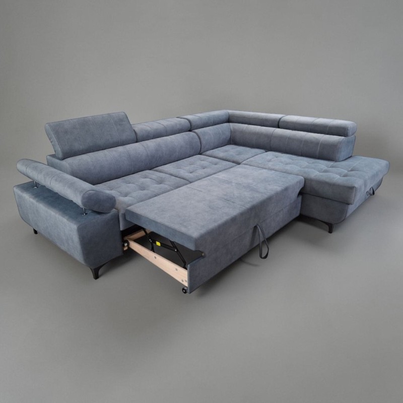 Colțar extensibil mare David cu tetiere reglabile pentru livinguri spațioase