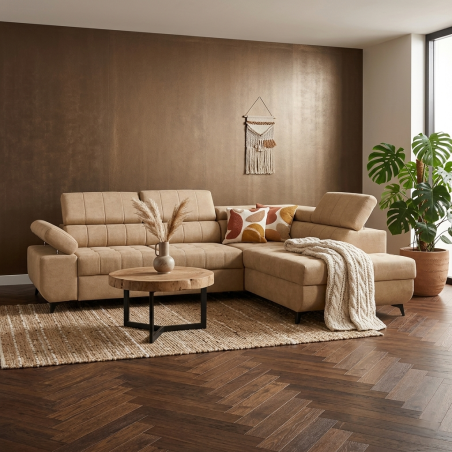 Colțar extensibil mare David cu tetiere reglabile pentru livinguri spațioase