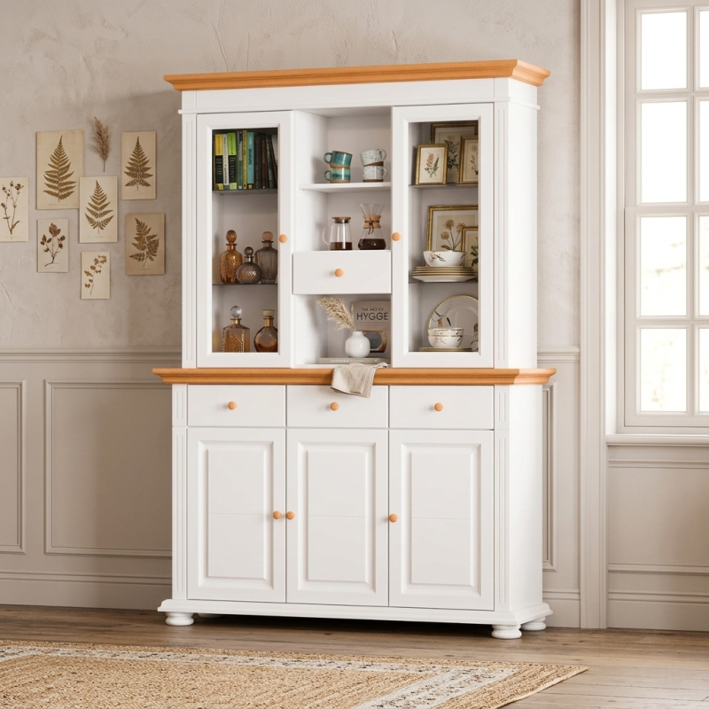 Vitrină din Lemn Masiv cu 3 Uși – Model Mara 3S