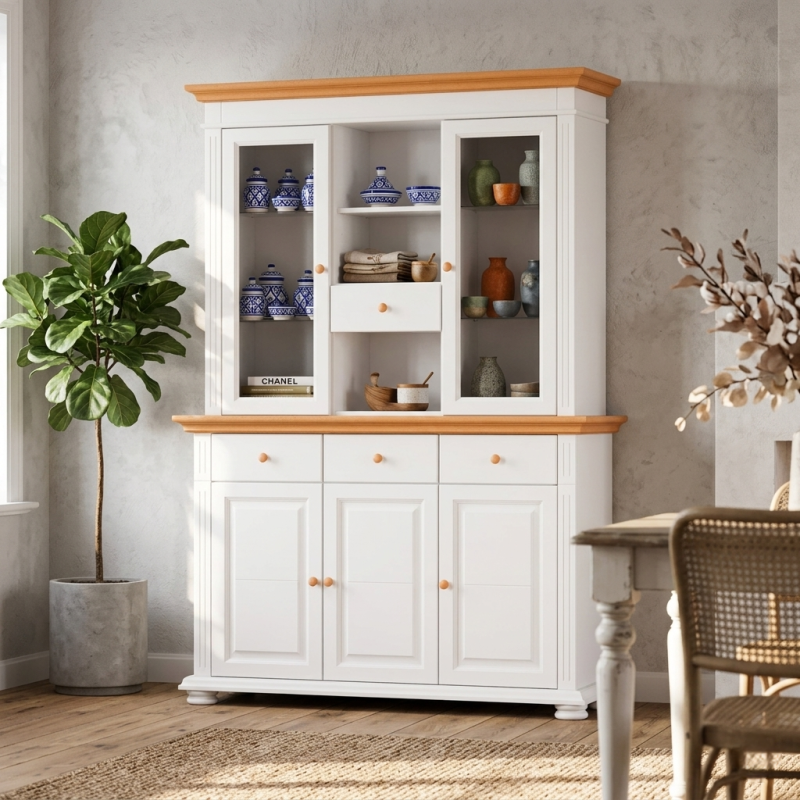 Vitrină din Lemn Masiv cu 3 Uși – Model Mara 3S